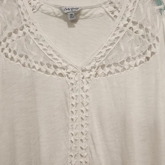 Lucky Brand White Lace Accent Top 3x - Picture 4 of 8